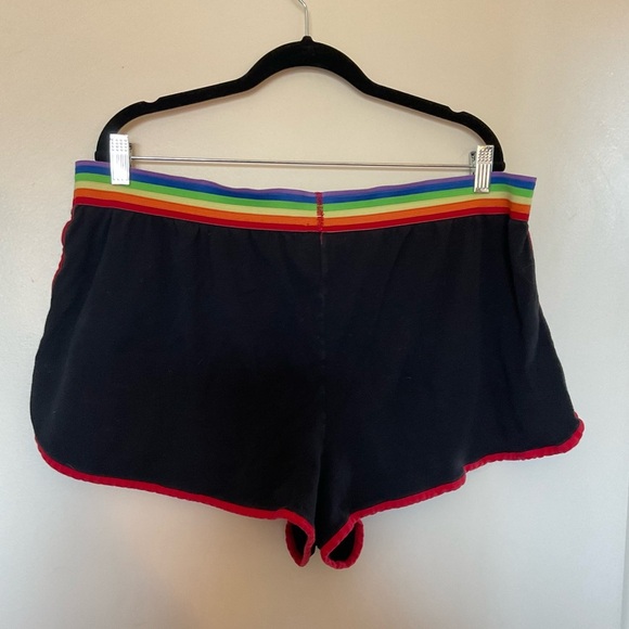 Black Strawberry Shortcake Short Shorts with Red Trim and Rainbow Band in Size 4 - Picture 4 of 6